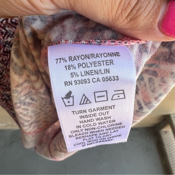 Nic + Zoe Dress Faux Wrap Sleeveless Knit Knee Length Pink Blue Women's SX XL - Picture 4 of 5